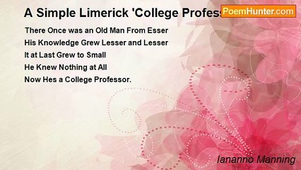 Iananno Manning - A Simple Limerick 'College Professor'