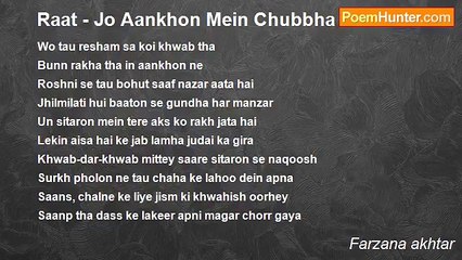 Farzana akhtar - Raat - Jo Aankhon Mein Chubbha Kerti Hai