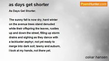 oskar hansen - as days get shorter