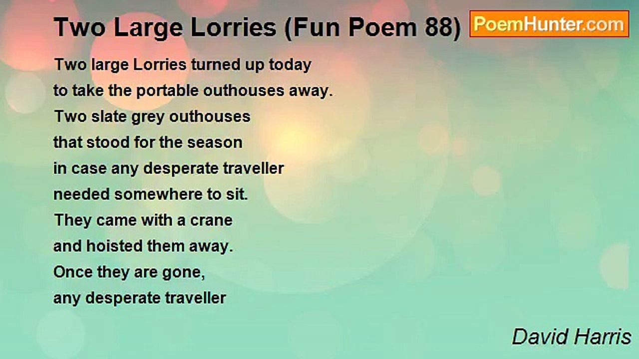 David Harris - Two Large Lorries (Fun Poem 88)
