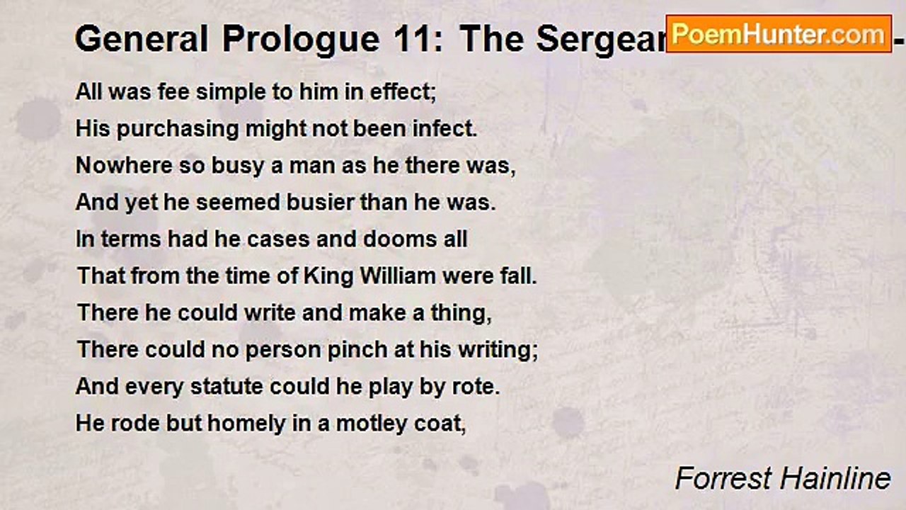 Forrest Hainline - General Prologue 11: The Sergeant of the Law- Geoffrey Chaucer (Forrest Hainline's Minimalist Translation)