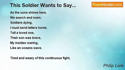 Philip Lore - This Soldier Wants to Say...
