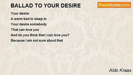 Aldo Kraas - BALLAD TO YOUR DESIRE