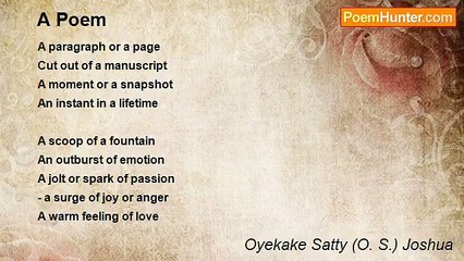 Oyekake Satty (O. S.) Joshua - A Poem