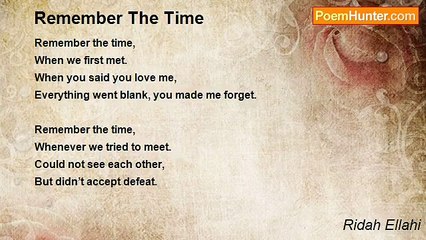 Ridah Ellahi - Remember The Time