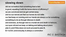 RIC S. BASTASA - slowing down