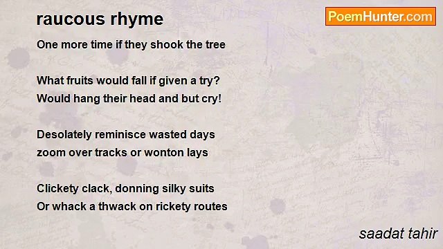saadat tahir - raucous rhyme
