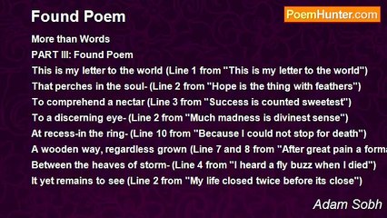 Adam Sobh - Found Poem