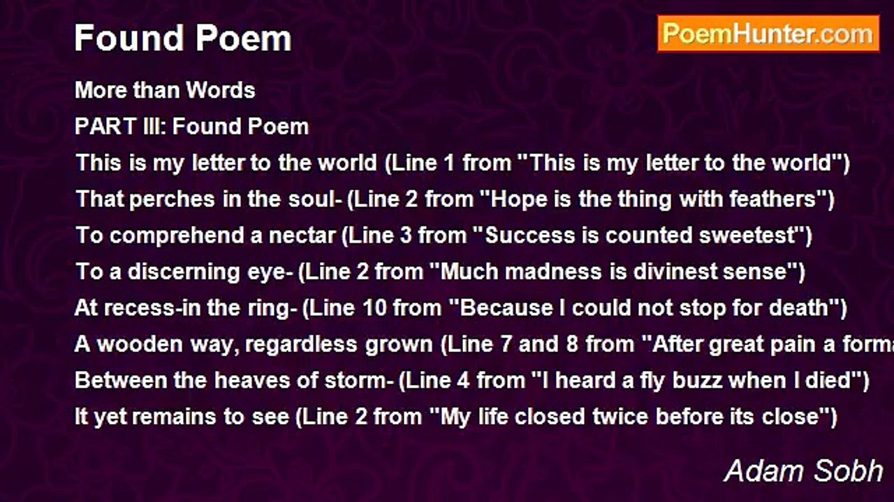 Adam Sobh - Found Poem