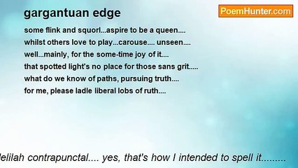 delilah contrapunctal.... yes, that's how I intended to spell it......... - gargantuan edge