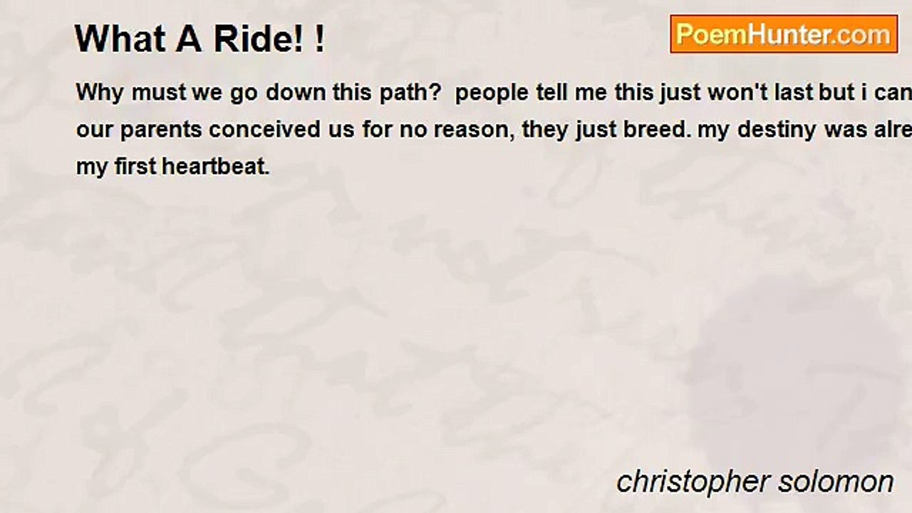 christopher solomon - What A Ride! !