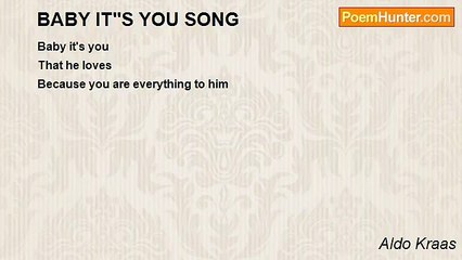 Aldo Kraas - BABY IT''S YOU SONG