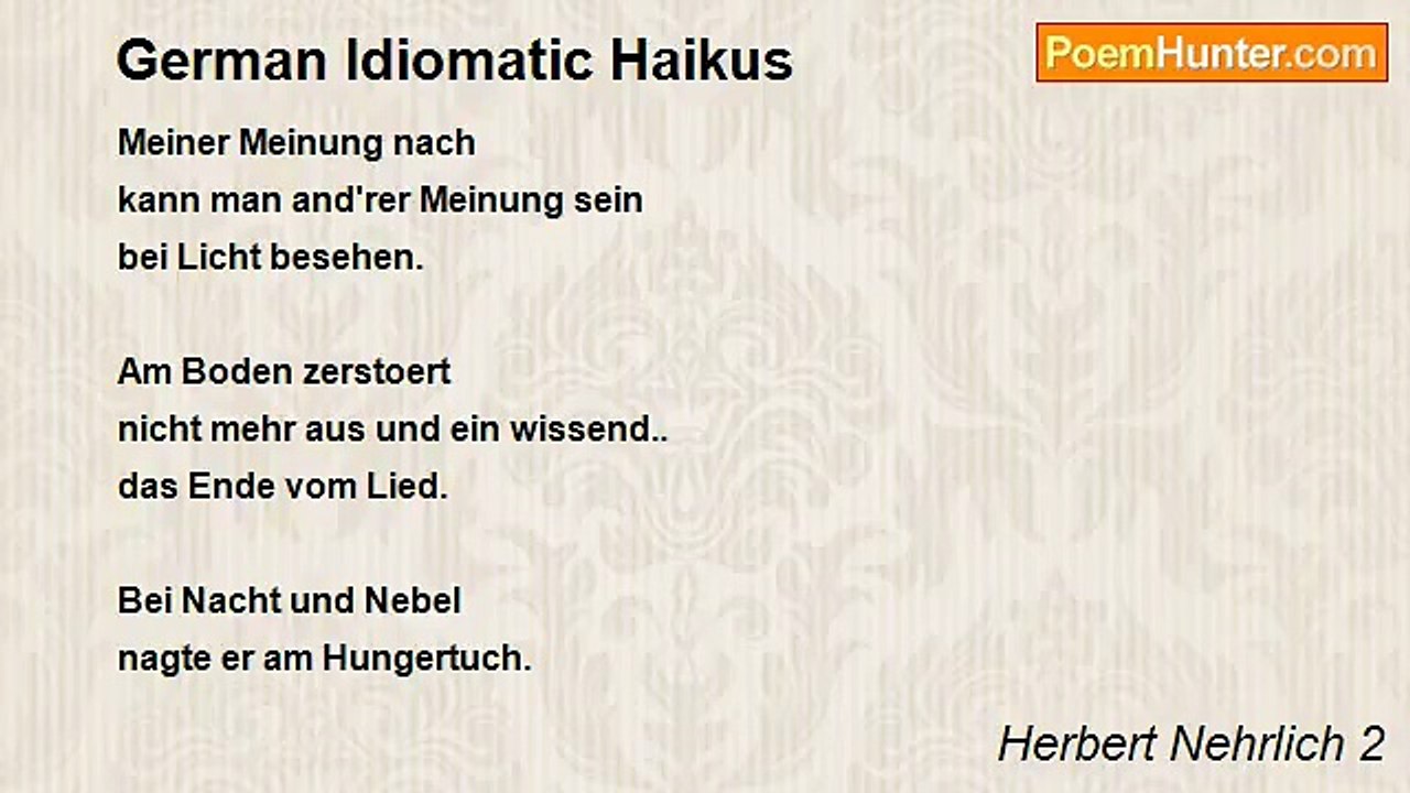 Herbert Nehrlich 2 - German Idiomatic Haikus