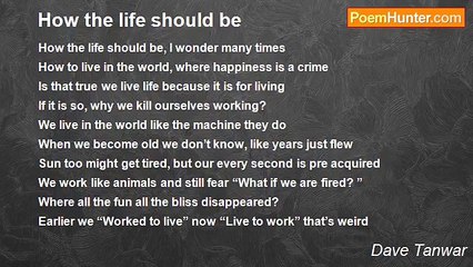 Dave Tanwar - How the life should be