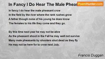 Francis Duggan - In Fancy I Do Hear The Male Pheasant Crow