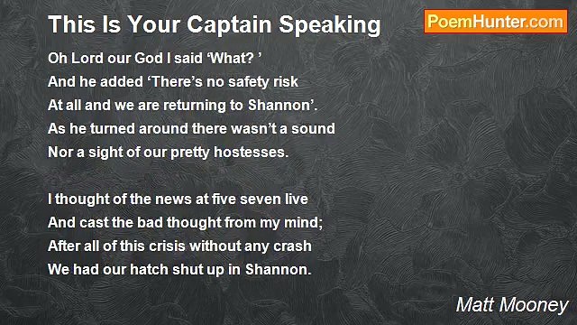 Matt Mooney - This Is Your Captain Speaking