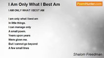 Shalom Freedman - I Am Only What I Best Am