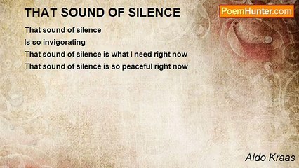 Aldo Kraas - THAT SOUND OF SILENCE
