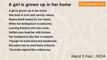 Mazid S Kazi , INDIA - A girl is grown up in her home