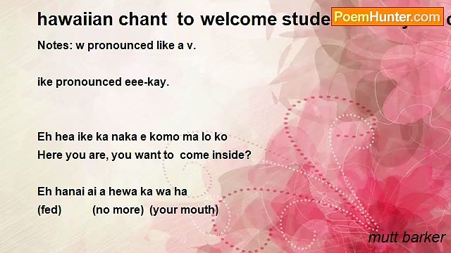 mutt barker - hawaiian chant to welcome students into your classroom