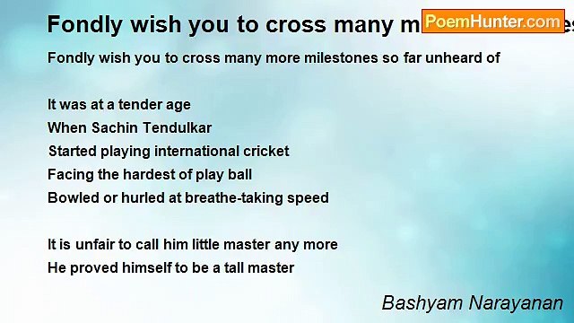 Bashyam Narayanan - Fondly wish you to cross many more milestones so far unheard of