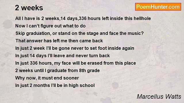 Marcellus Watts - 2 weeks