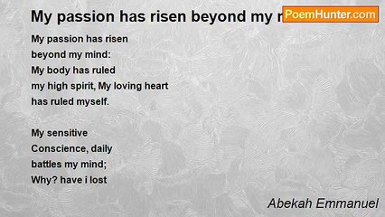 Abekah Emmanuel - My passion has risen beyond my mind
