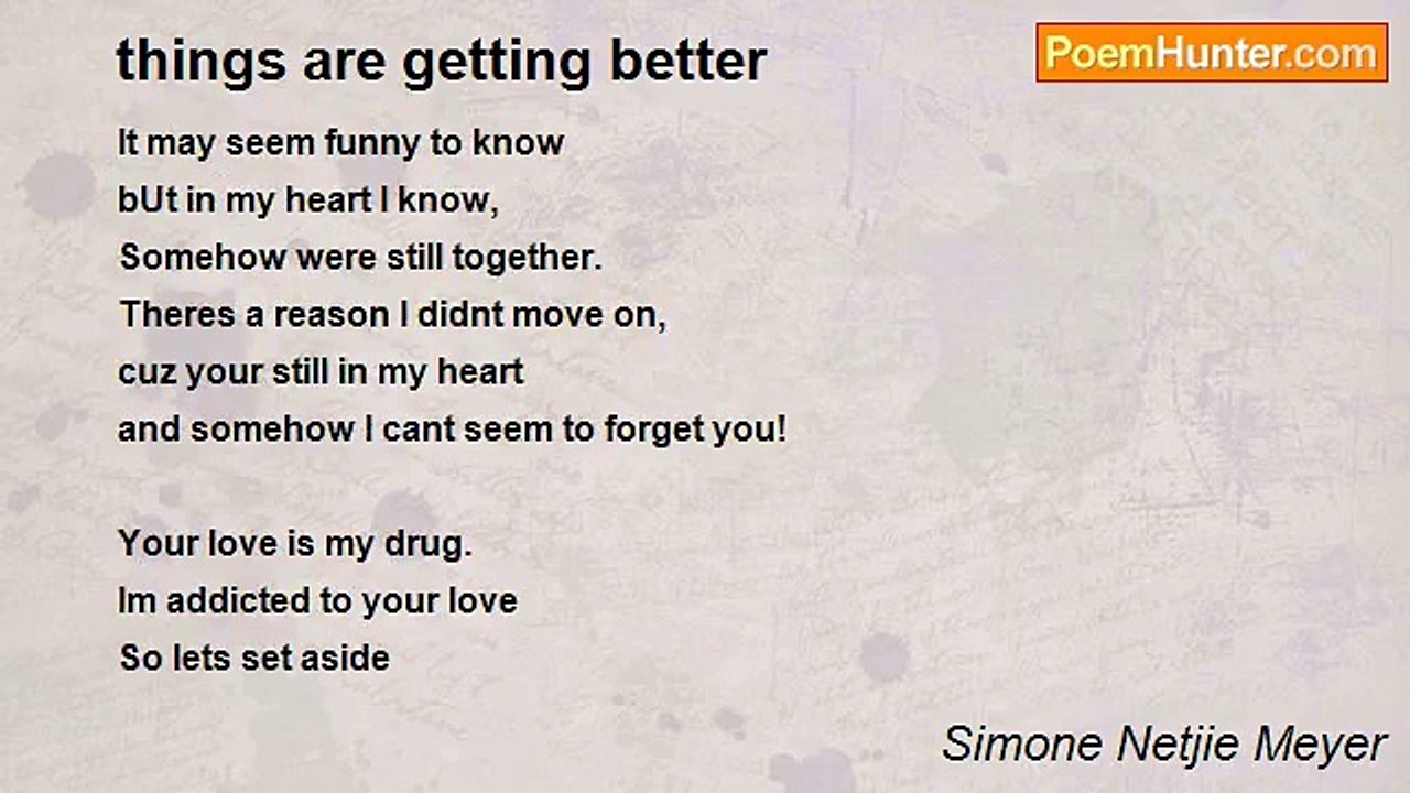 Simone Netjie Meyer - things are getting better