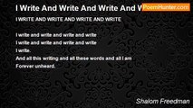 Shalom Freedman - I Write And Write And Write And Write