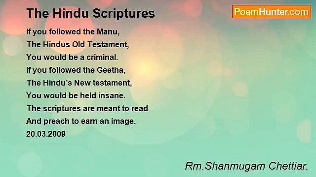 Rm.Shanmugam Chettiar. - The Hindu Scriptures