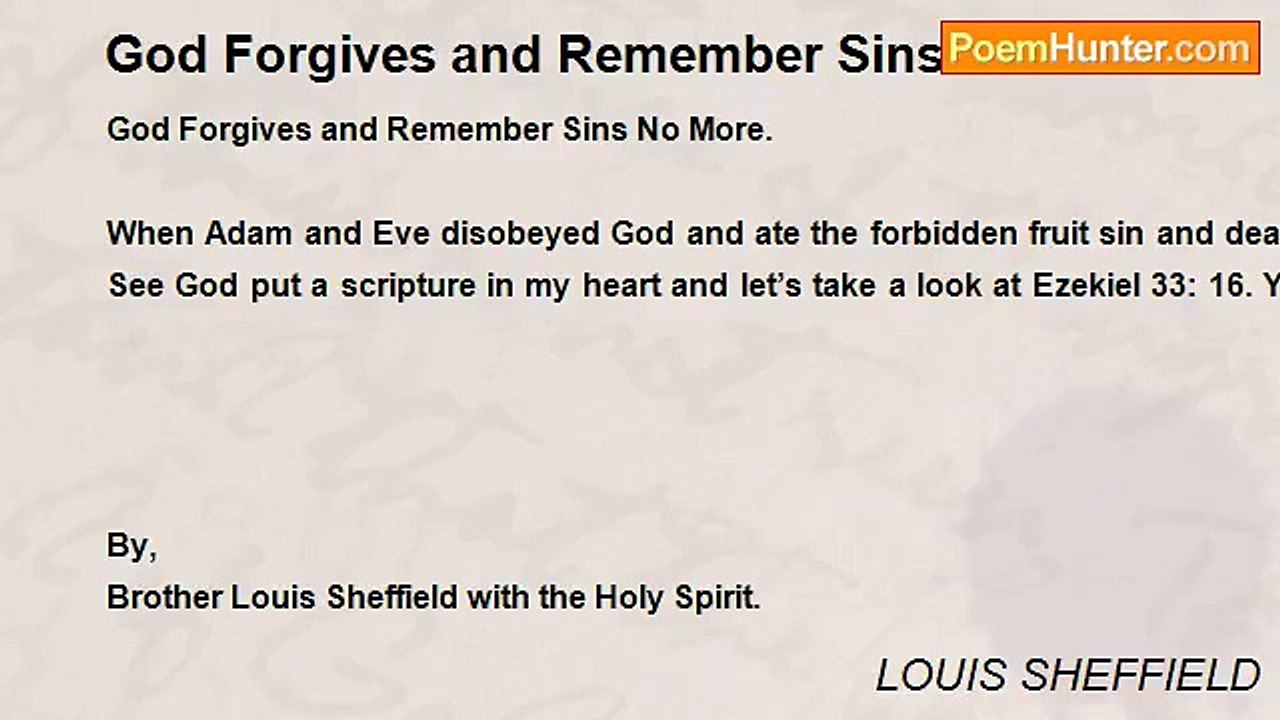 LOUIS SHEFFIELD - God Forgives and Remember Sin...