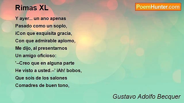 Gustavo Adolfo Becquer - Rimas XL