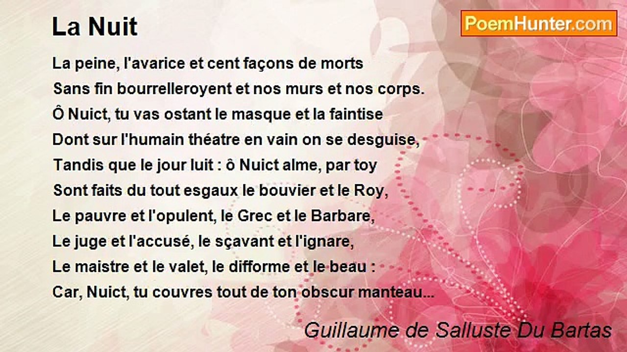 Guillaume de Salluste Du Bartas - La Nuit