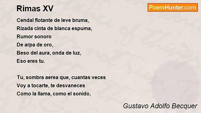 Gustavo Adolfo Becquer - Rimas XV