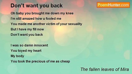 The fallen leaves of Mira - Don’t want you back