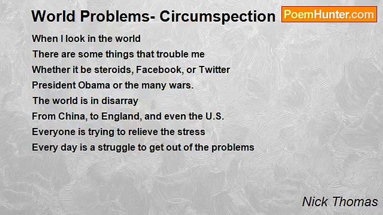 Nick Thomas - World Problems- Circumspection