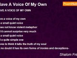 Shalom Freedman - I Have A Voice Of My Own