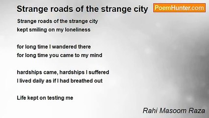 Rahi Masoom Raza - Strange roads of the strange city