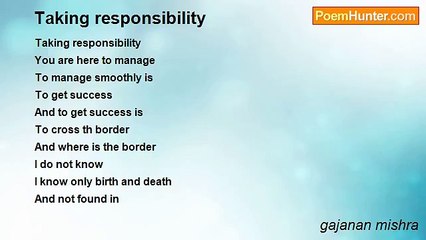 gajanan mishra - Taking responsibility