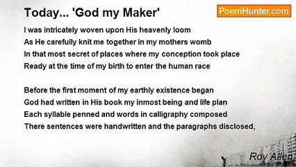 Roy Allen - Today... 'God my Maker'