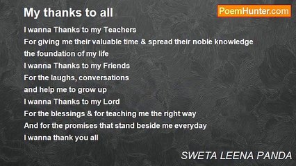 SWETA LEENA PANDA - My thanks to all