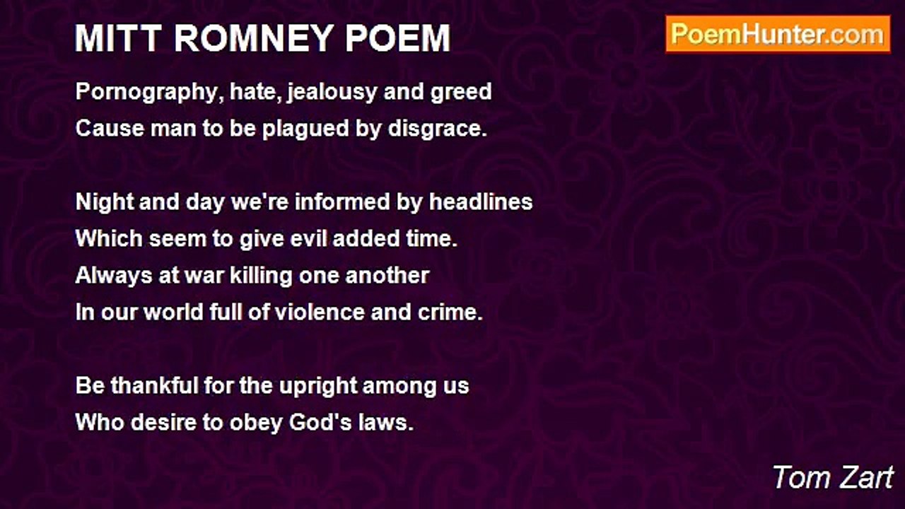 Tom Zart - MITT ROMNEY POEM