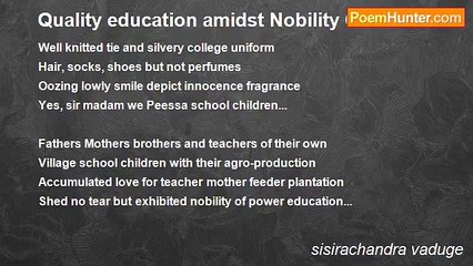sisirachandra vaduge - Quality education amidst Nobility Grateful...