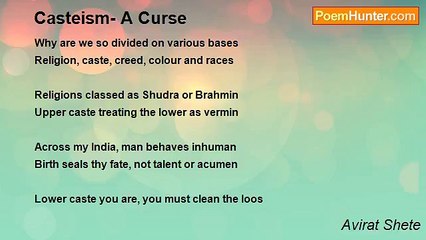 Avirat Shete - Casteism- A Curse