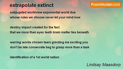Lindsay Maasdorp - extrapolate extinct