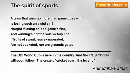 Aniruddha Pathak - The spirit of sports