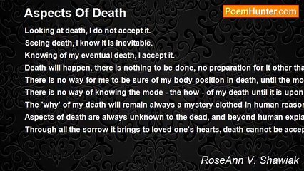 RoseAnn V. Shawiak - Aspects Of Death