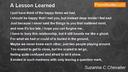 Suzanna C Chevalier - A Lesson Learned