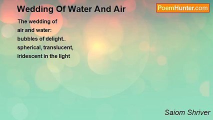 Saiom Shriver - Wedding Of Water And Air