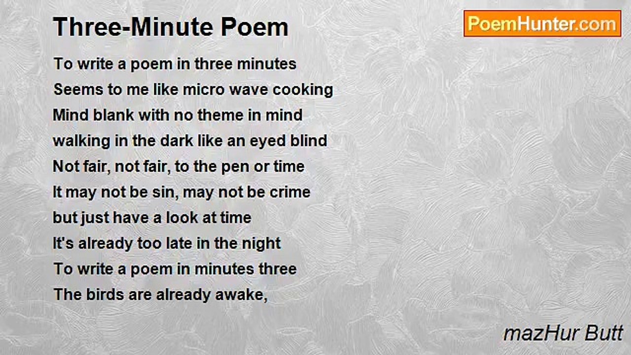 mazHur Butt - Three-Minute Poem